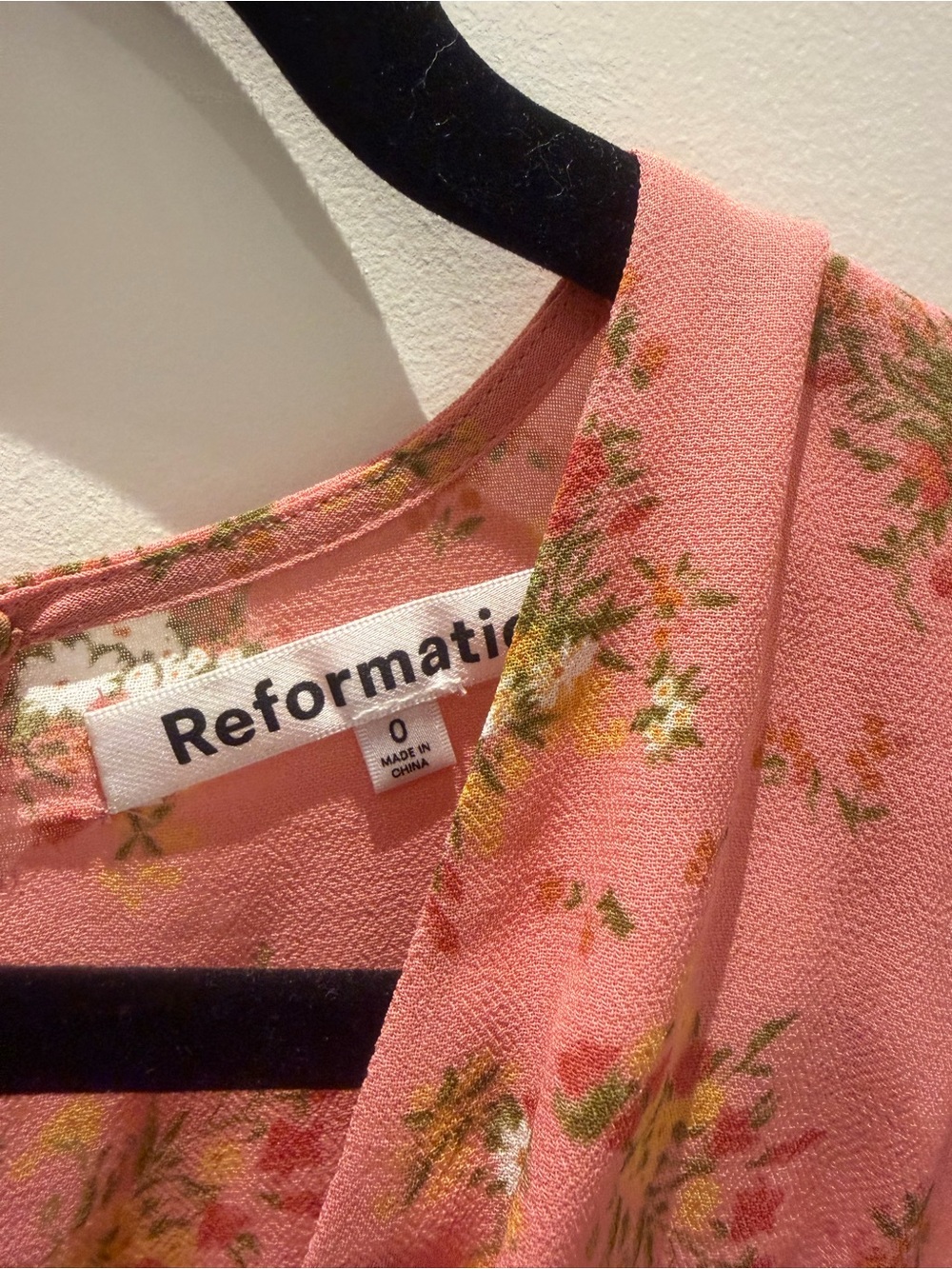 Reformation Pink Floral Ruffle-Trim Mini Dress - Picture 2 of 4